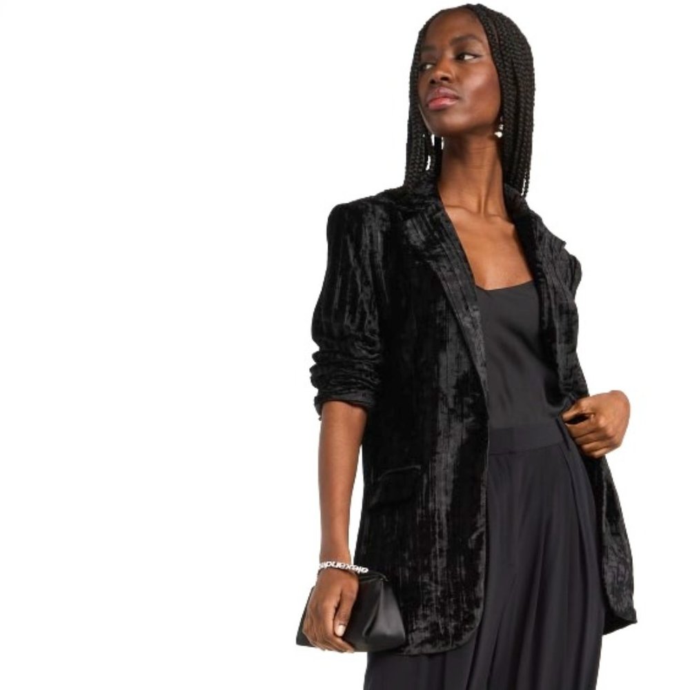 Endless Rose Crushed Velvet Blazer Black Size Small